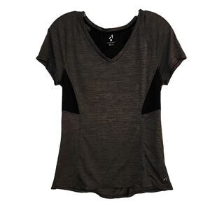 Charcoal Gray Heather V-neck Top, Lightweight, Large